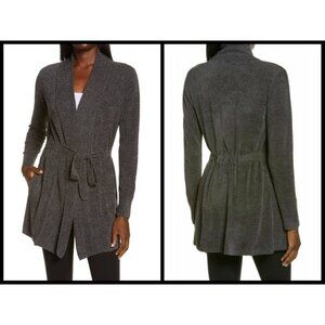 💕BAREFOOT DREAMS💕 CozyChic Drape Rib Cardigan Ultra Lite Carbon Gray M NWT
